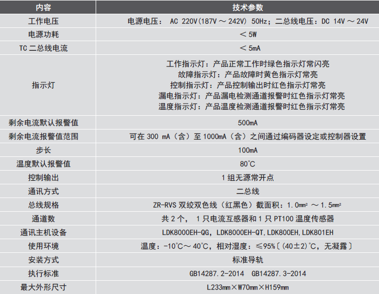 LDT9104EH組合式<a href=http://m.myccterminal.com/dianqihuozai/ target=_blank class=infotextkey>電氣火災(zāi)監(jiān)控</a>探測器參數(shù)