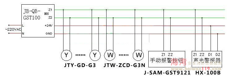 火災(zāi)報(bào)警控制器接線(xiàn)圖